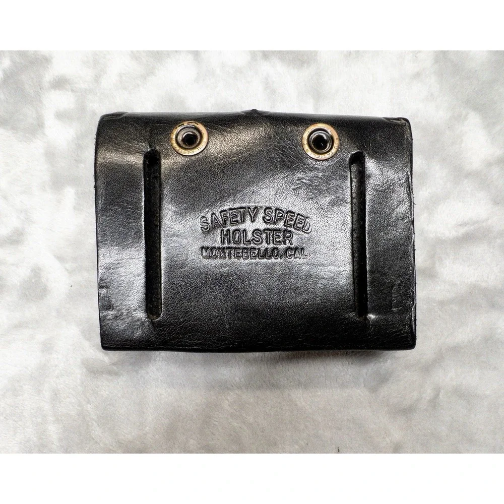 Vtg Safety Speed Double Stack Magazine Black Leather Holster Made In USA
